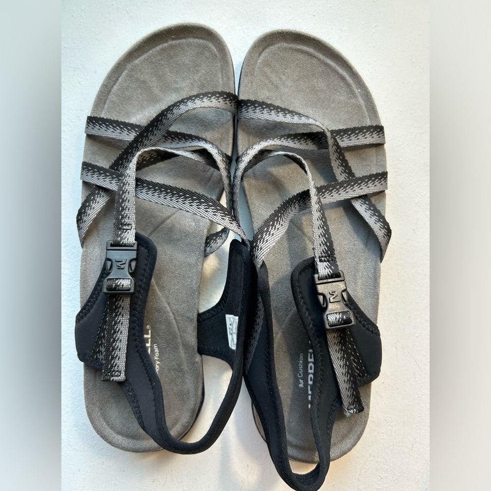 Merrill women’s District Muir Lattice black/charcoal strap sandal buckle size 10 - Picture 3 of 9